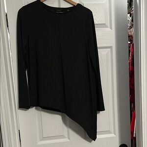 Ted Baker London Black Asymmetrical Long Sleeve Blouse. Lightweight shimmery